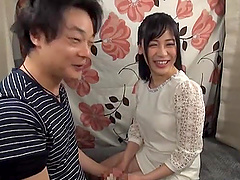 Nice natural tits Japanese wife gets fucked on the floor. HD