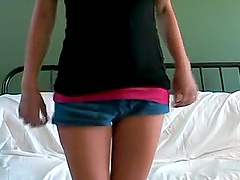 Cute and shy teen blonde in shorts pounded doggy style