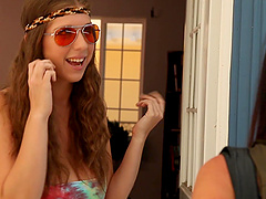 Hippie lesbian babes Chrissy Nova and Alex Chance lick each other