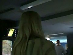 Blonde porn star Sophie Moone goes fro the walk in the Tropicarium