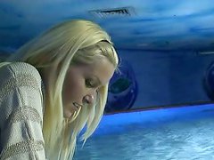 Blonde porn star Sophie Moone goes fro the walk in the Tropicarium