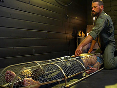 Dirty BDSM torture session for a gay dude by his naughty lover