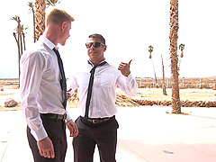 Gay BDSM scene with a handsome man getting fucked by a cop