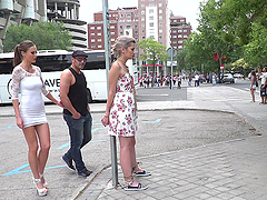 Dirty blonde slut Yuuno X tied up and humiliated in public