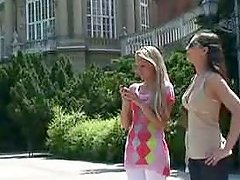 Blonde Sophie Moone With Brunette Eve Angel in the Park