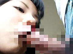 Japanese chick sucks a dick of a stranger and gets fucked at home