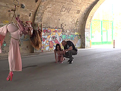 Dirty sluts Valentina Bianco and Melody Petite humiliated in public