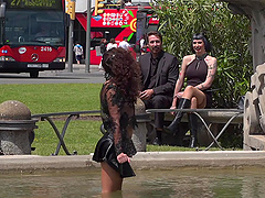 Public humiliation for kinky Mistress Minerva and Melody Petite