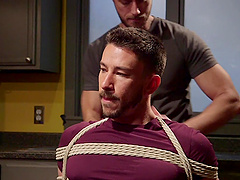 Gay dude loves being tied up and pleasured by his handsome best friend