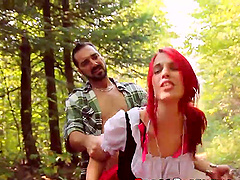 Cosplay fucking in the woods with redhead chick Brind Love