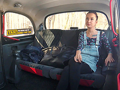 Fucking in the back of the fake taxi with stunning Freya Dee