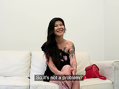 Gentle fucking between a fake agent and Asian amateur Akasha Coliun