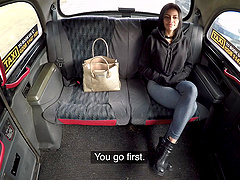 Hot ass brunette spreads her legs to be fucked by a taxi driver