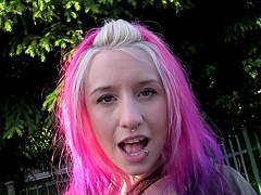 Pink haired Proxy Paige takes money to have sex with a stranger