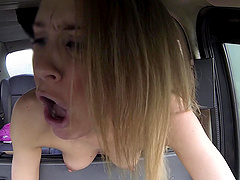 POV video of attractive Carmel Anderson having sex in the taxi