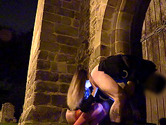 Hardcore fucking in the streets between a cop and whore Eva