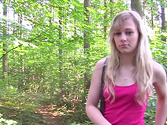 Outdoor fucking in the local forest with sexy blonde Angela