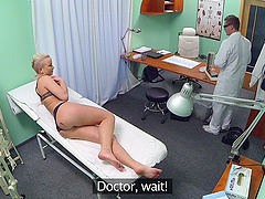 Handsome blonde Licky drops her clothes to be fucked by a doctor