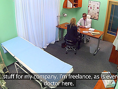 Hidden camera at the doctors office records an amateur blonde having sex