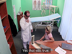 Blonde slut Luci Angel with natural tits fucked by her doctor