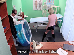 Blonde slut Luci Angel with natural tits fucked by her doctor