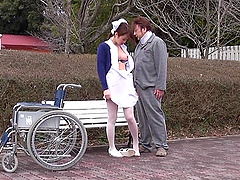 Kinky outdoors sex between a patient and a Japanese nurse