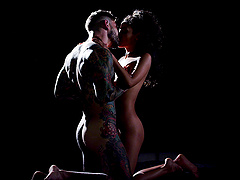 Erotic lovemaking between a kinky babe and her tattooed lover