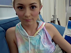 POV video of amateur girlfriend Chloe Temple giving a BJ and riding