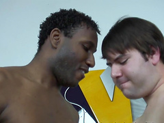 Amateur white dude enjoys stroking a large black dick of his friend