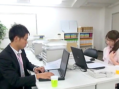 Fucking on the office table with a hot ass Japanese secretary