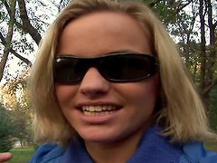 Britney the blonde babe gets fucked in a park