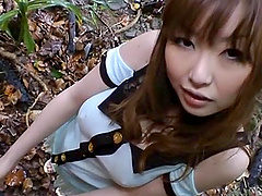 Sucking a stiff shaft outdoors pleases Rio Hamasaki more than anything