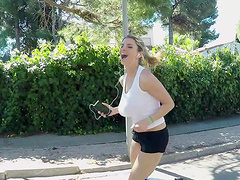 Naughty jogger Katarina Hartlova wants to be fucked good by a stranger