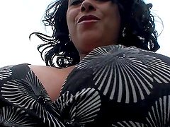 Outdoors video of slutty MILF Danica Collins flashing her pussy