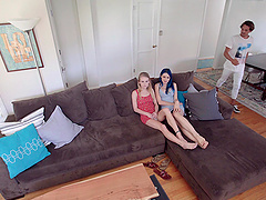 POV video of naughty babes Jewelz Blu & Natalie Knight riding one man