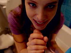 Quickie fucking in the bathroom with sexy room-mate Izzy Lush