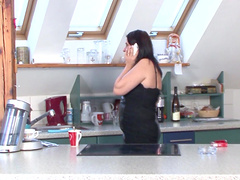 Quickie fucking in the kitchen with a fat mature slut Maria