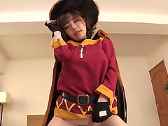 Kinky Japanese cosplayer Fukada Eimi gives head and rides like a pro