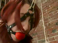 Redhead with Pierced Nipples Kendra James Dominated in Bondage Vid