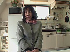 Naughty Japanese housewife playing with her cunt - Kiyoe Majima