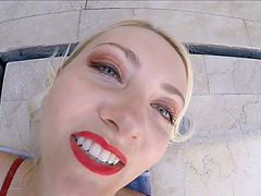 Blonde Helena Moeller being fucked outdoors by the pool - HD