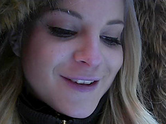 Closeup amateur POV video of hot Sara giving a sloppy blowjob