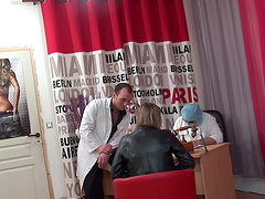 FFM threesome in the doctor's office - Gwenola and Mathilde