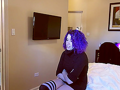 Amateur video of pruple haired roommate Violet getting fucked