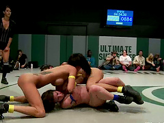 Weak Lesbian Wrestler Gets Humiliated And Abused On The Mat!