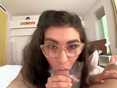 Ella June having fun while giving a blowjob in POV video