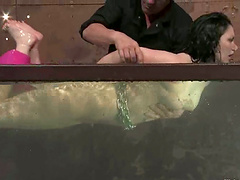 Dude teaches this sex slave how to swim in bondage