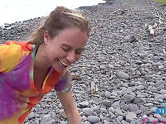 Pov view of a hot summer encounter on the beach