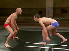 Two Athletic Wrestlers Lose Their Thongs During The Match... It's Love At First Sight!