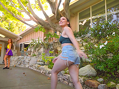 Curvy beauty Vanna Bardot shows off her big ass in tight shorts